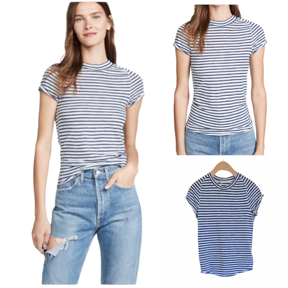 FREE PEOPLE We The Free Blue Striped T-Shirt